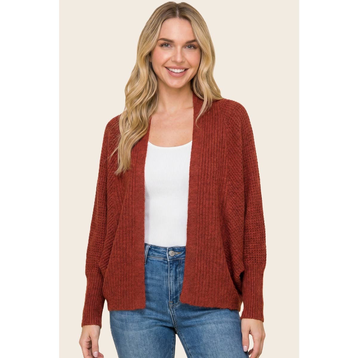 Waffle Weave Dolman Cardigan