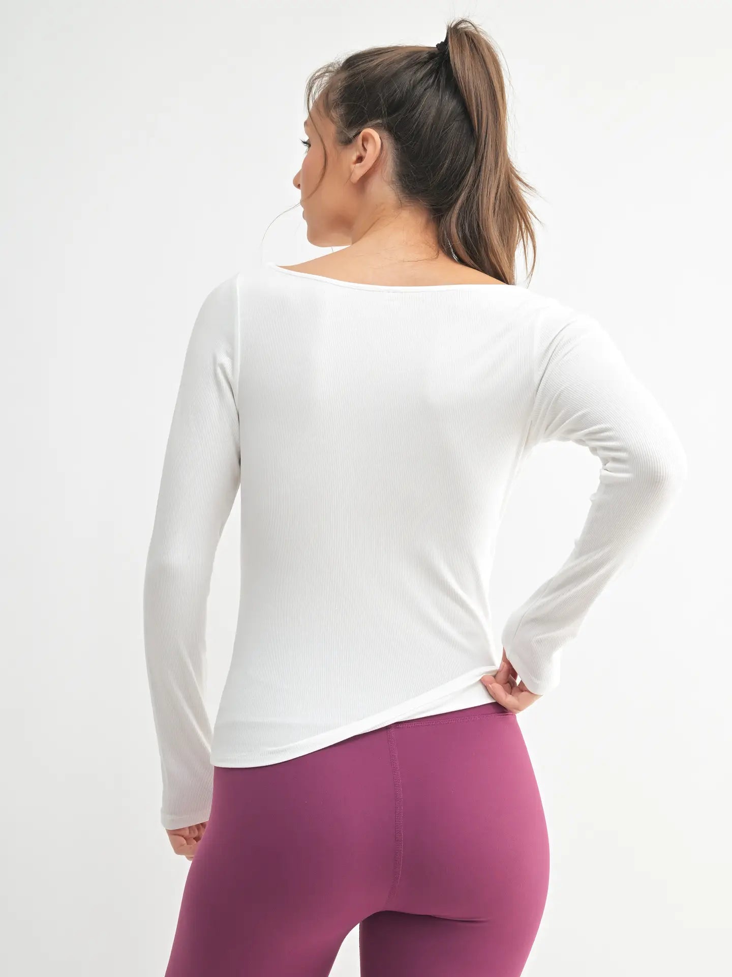 Boat Neck Micro Ribbed Top