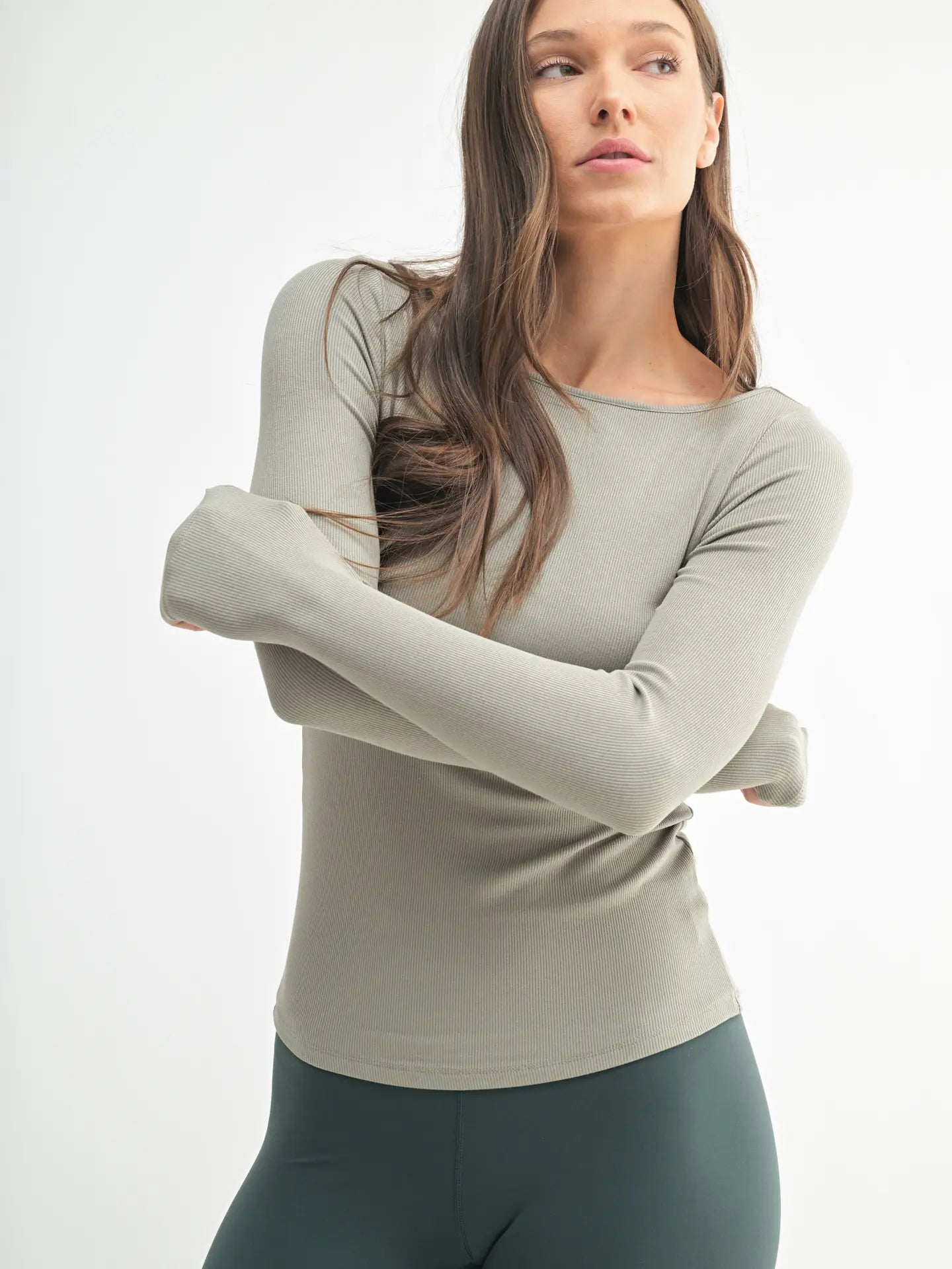 Boat Neck Micro Ribbed Top
