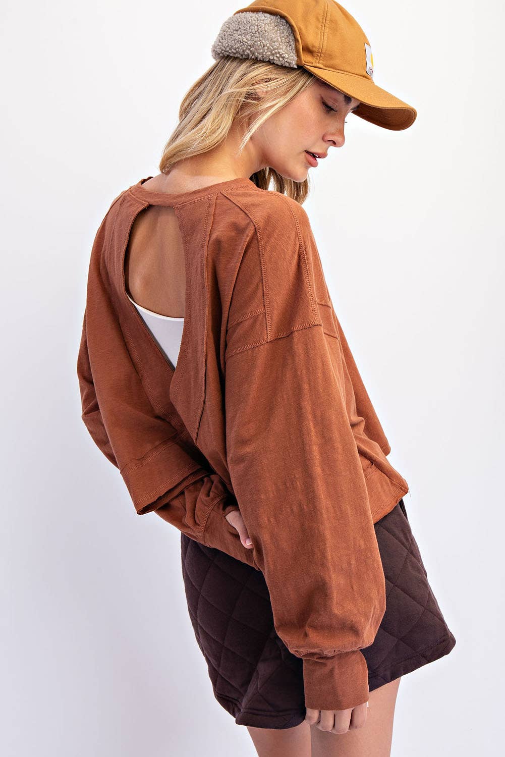Cotton Slub Open Back Top