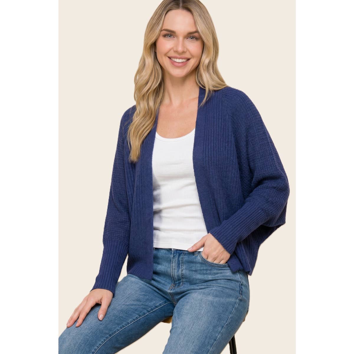 Waffle Weave Dolman Cardigan