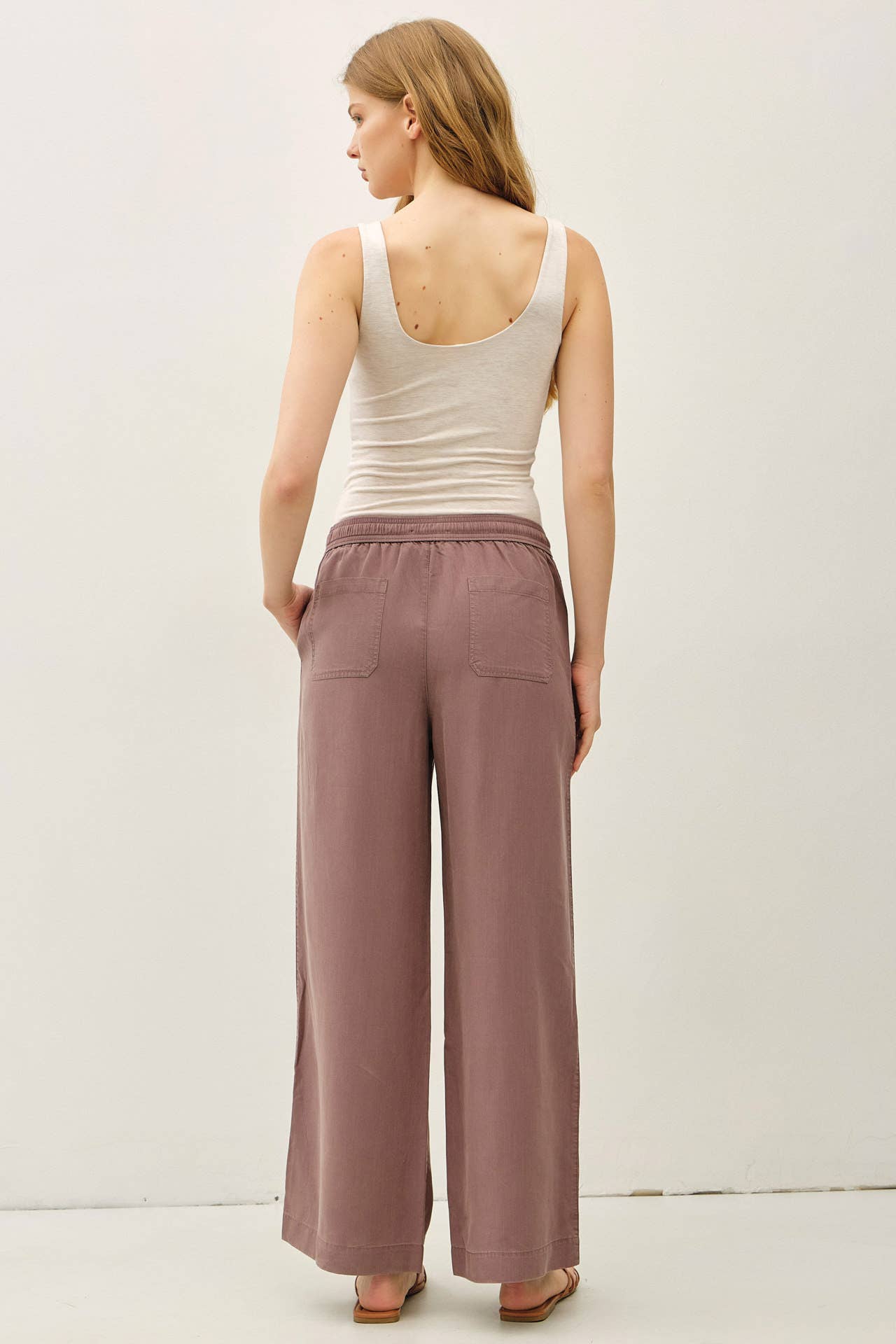 Tercel Tie Waist Wide Leg Pants