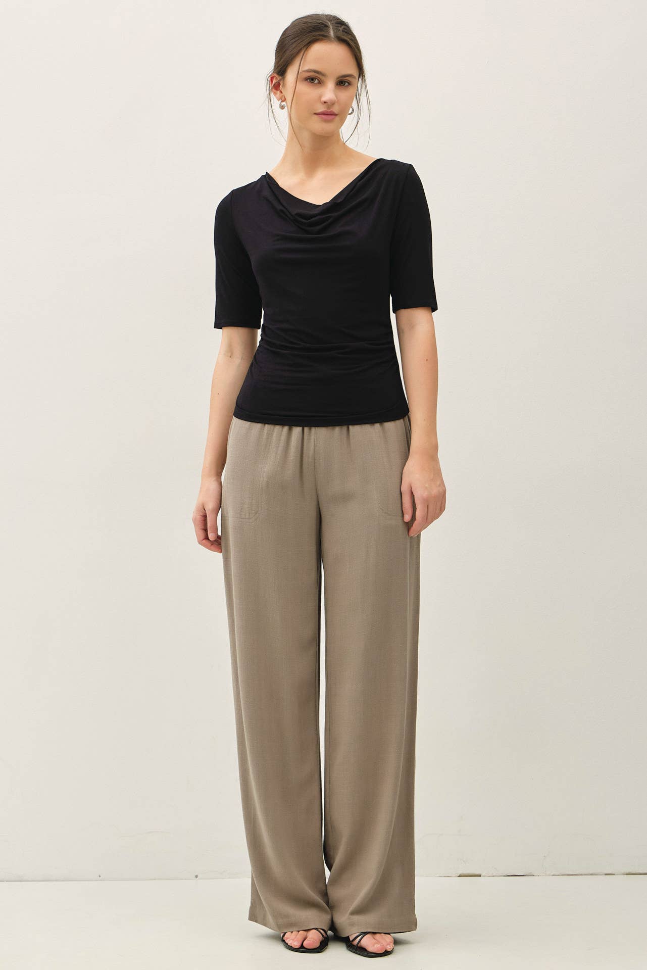 Soft Core Cowel Neck 3/4 Sleeve Top