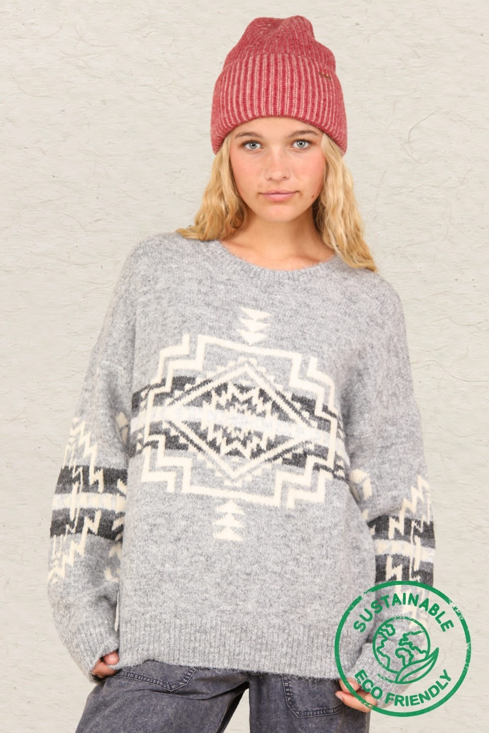 Grey Knit Nordic Sweater