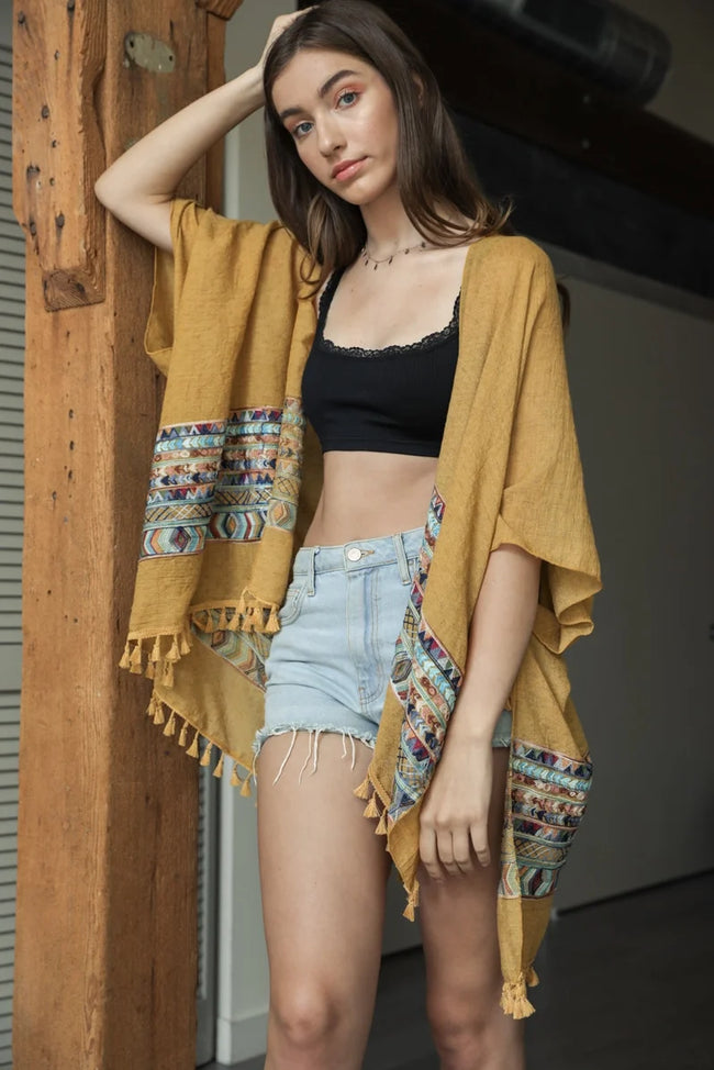 Geometric Tassel Kimono Cardi