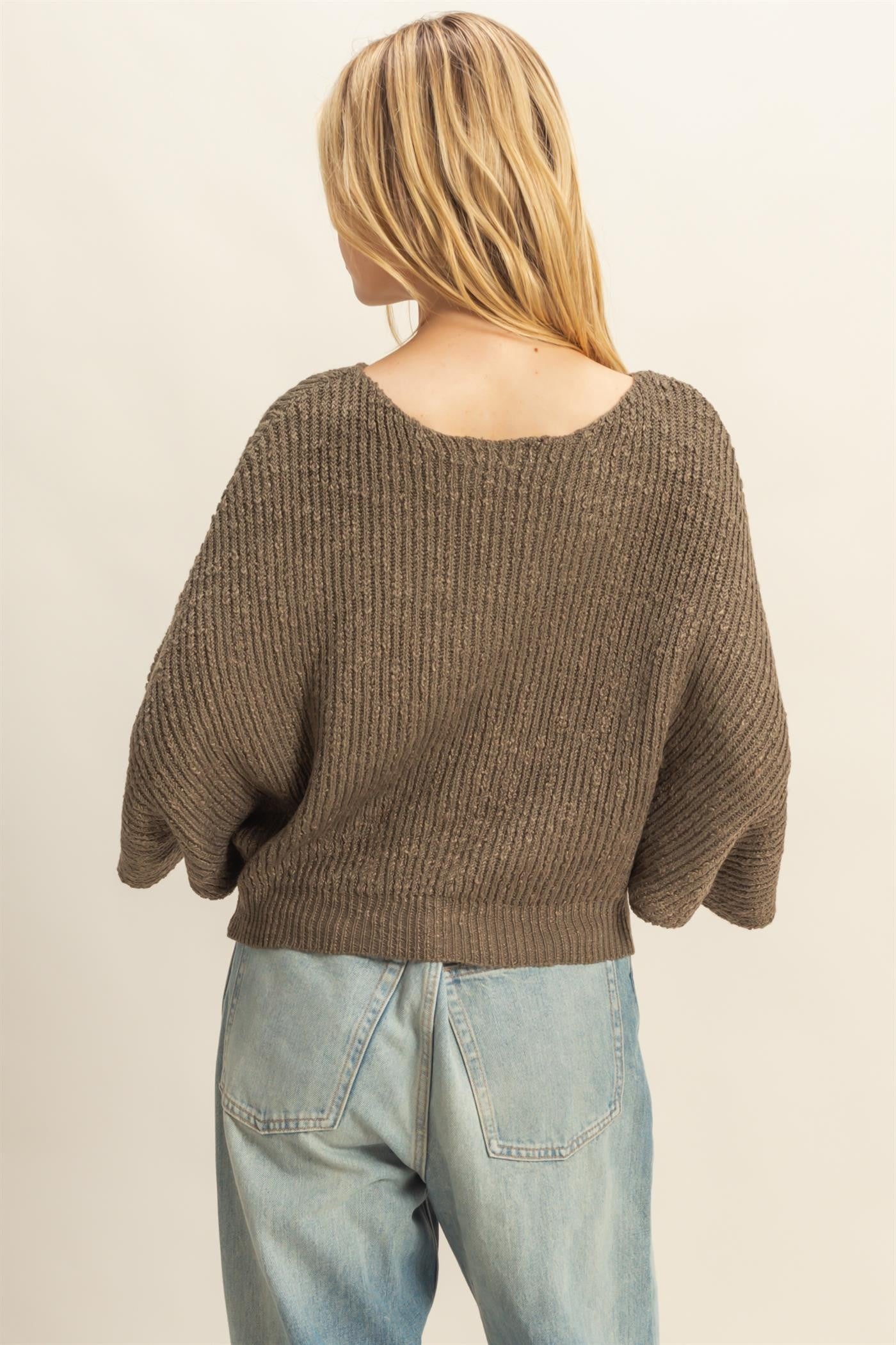 Dolman Slub Knit Sweater