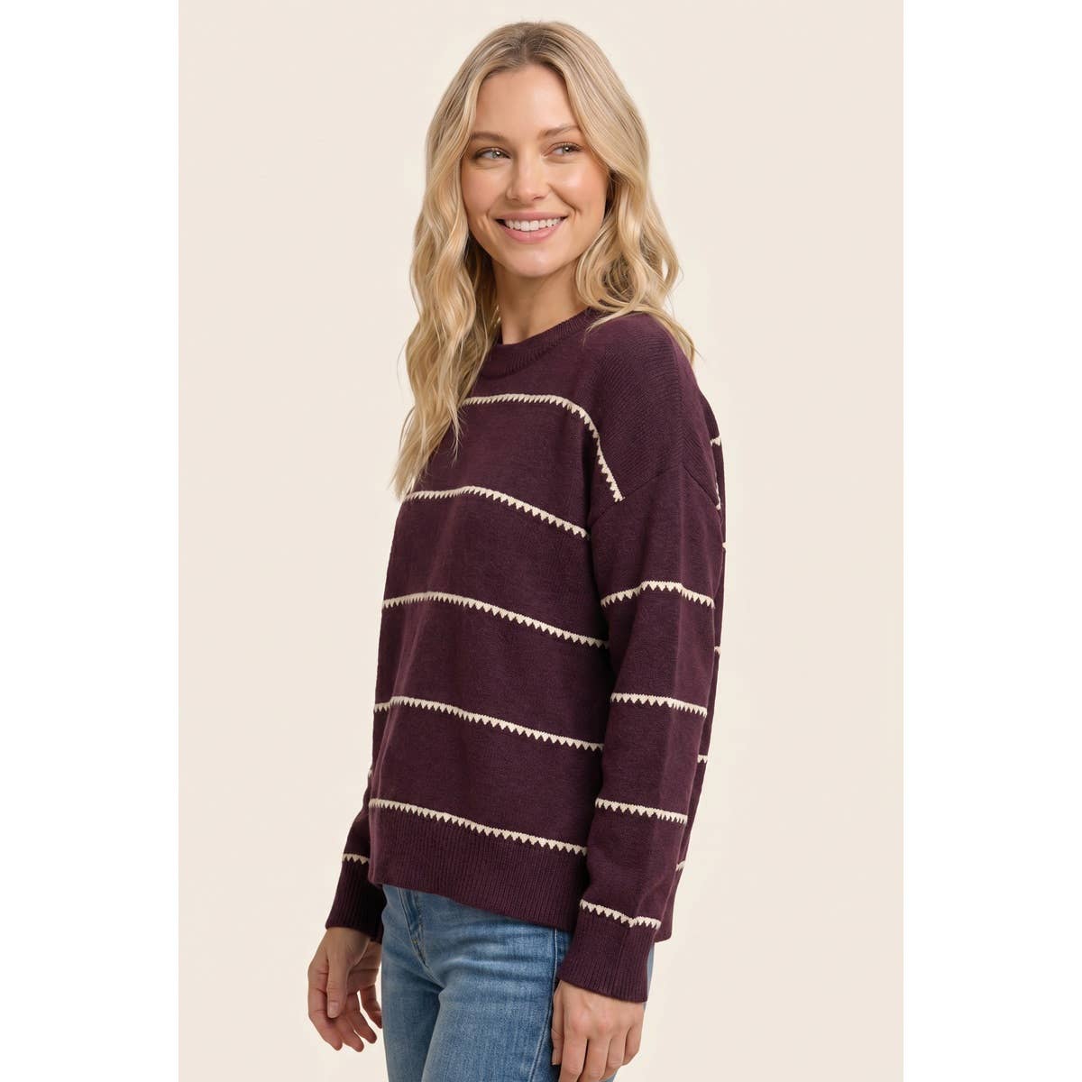 Blanket Stitch Stripe Sweater