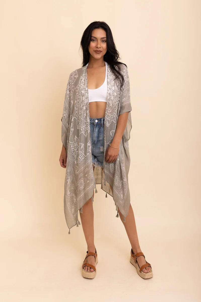 Bandana Print Kimono Cardi