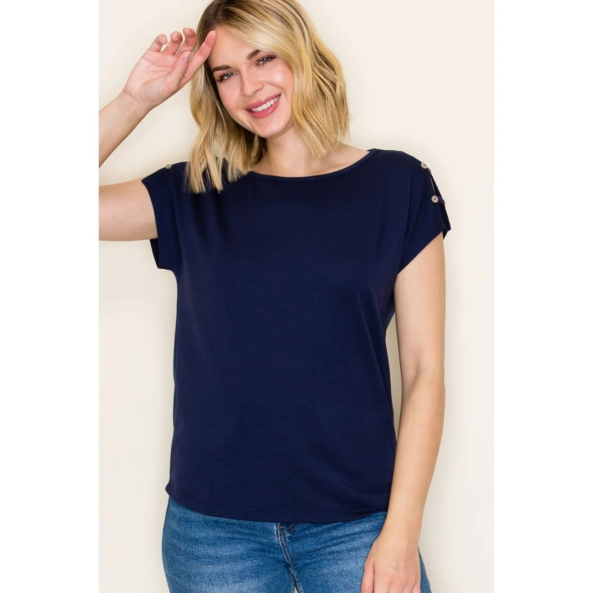 Button Ladder Sleeve Tee