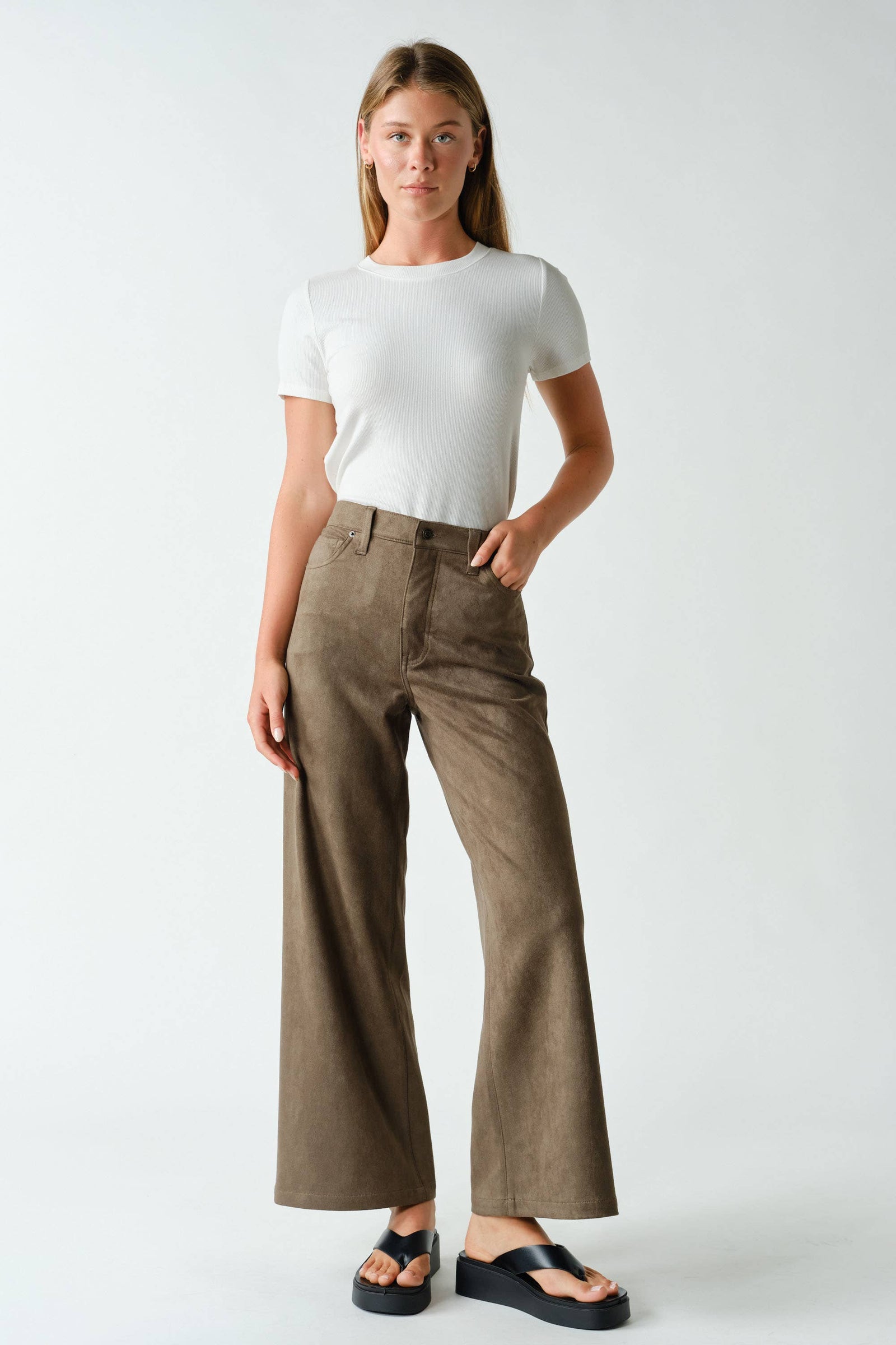 Suedette Wide Leg Pants
