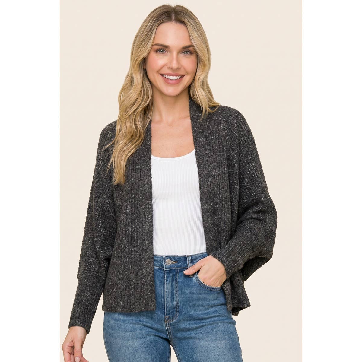 Waffle Weave Dolman Cardigan