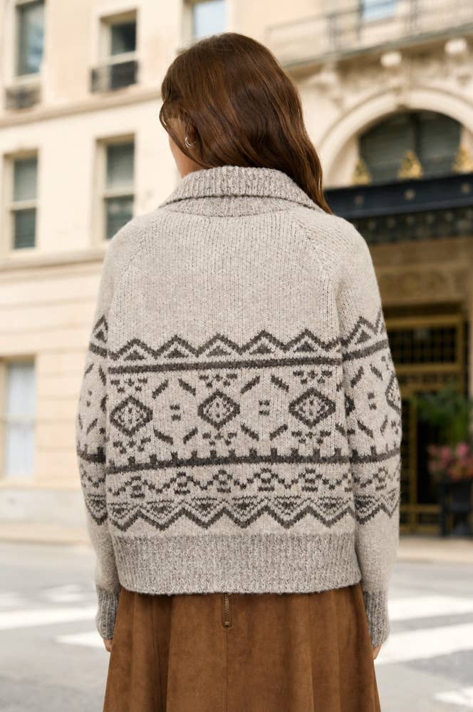 Toggle Button Fair Isle Cardigan