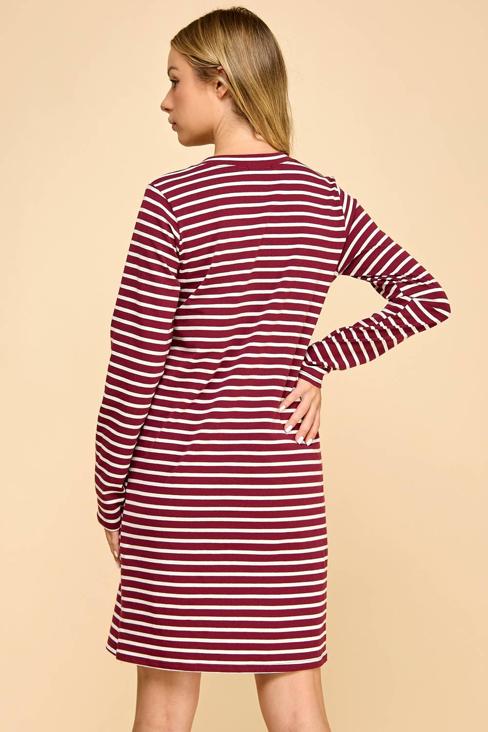 Stripe Long Sleeve Pocket Dress