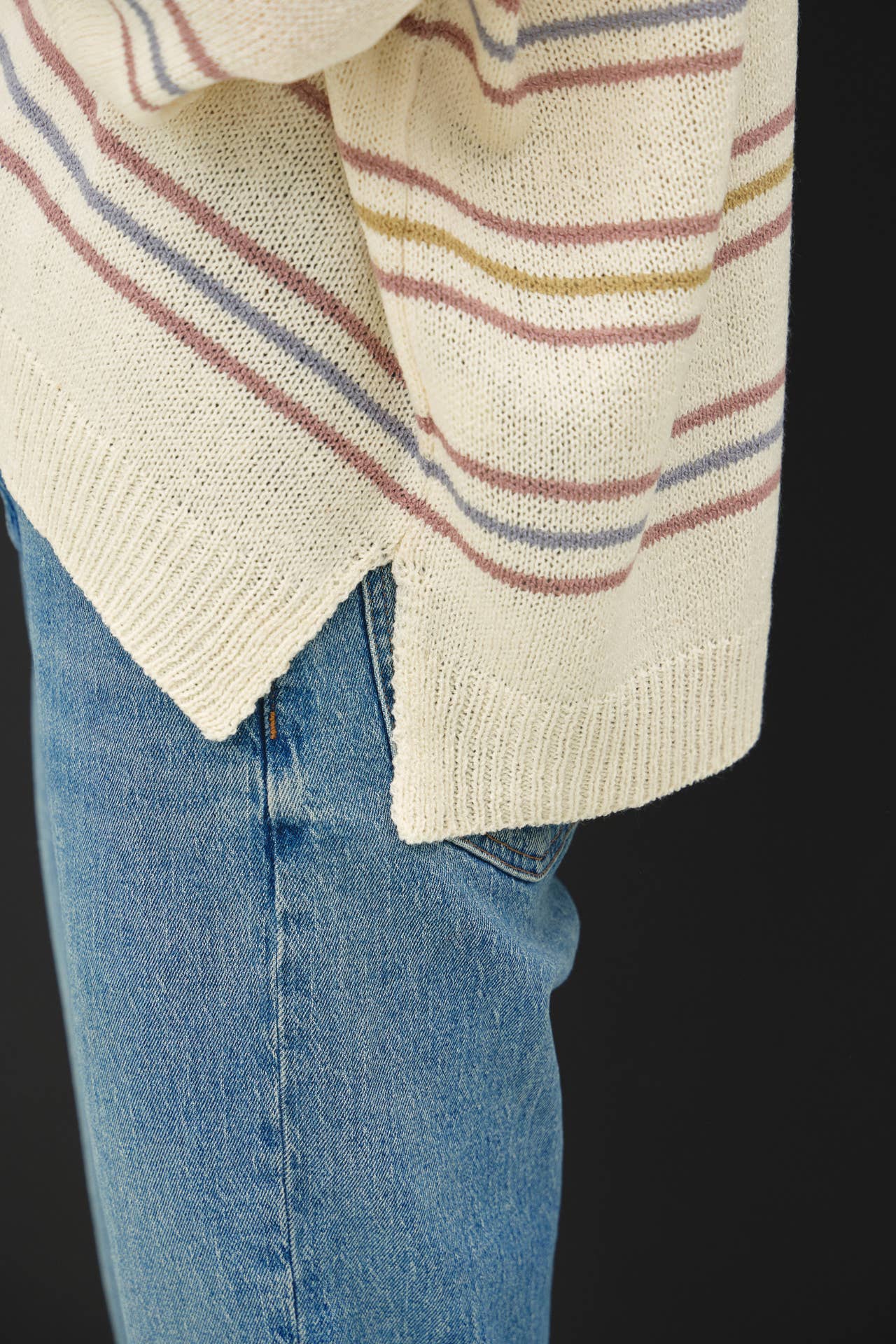 Slouchy Drop Shoulder Stripe Sweater