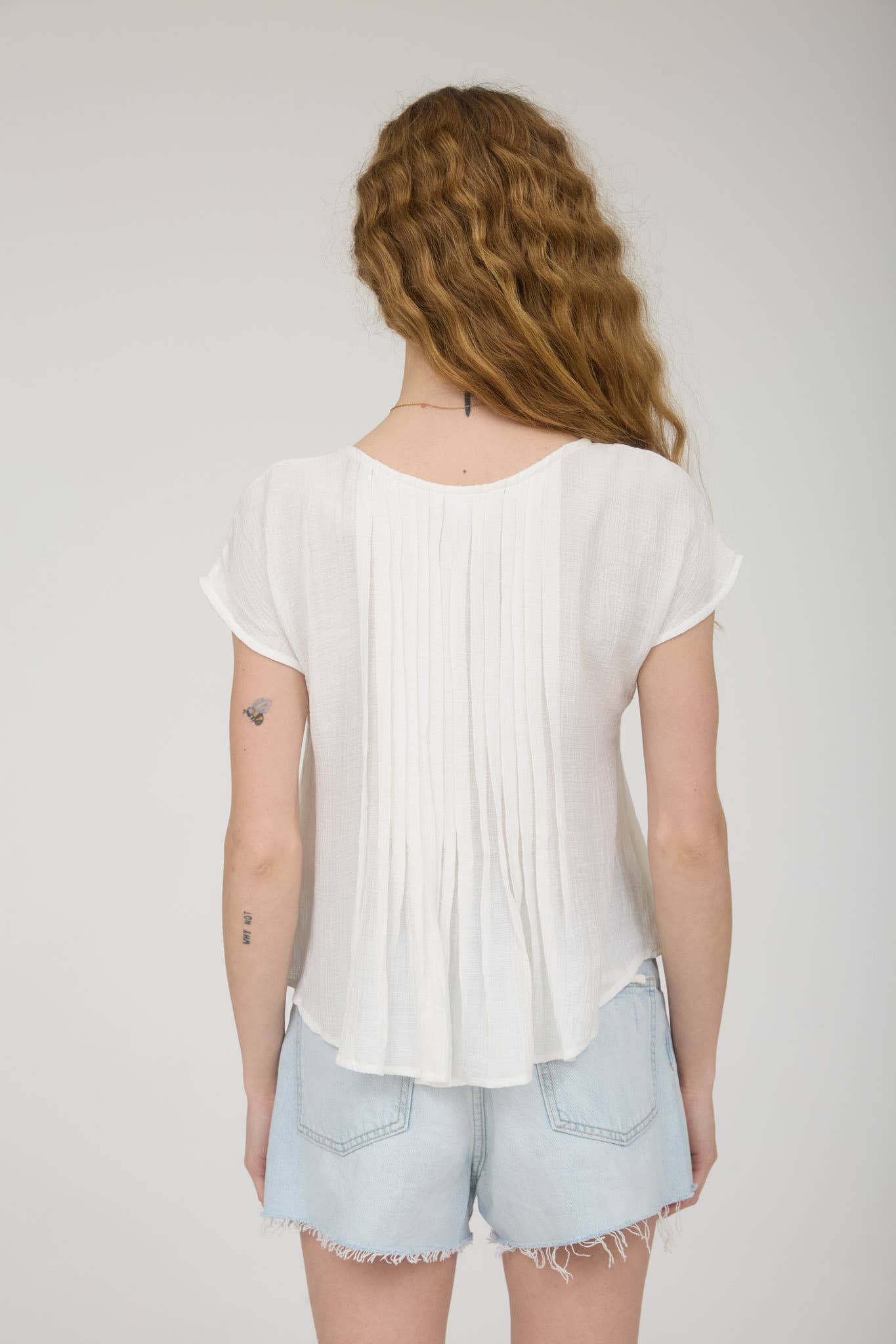 White Button Pintuck Blouse