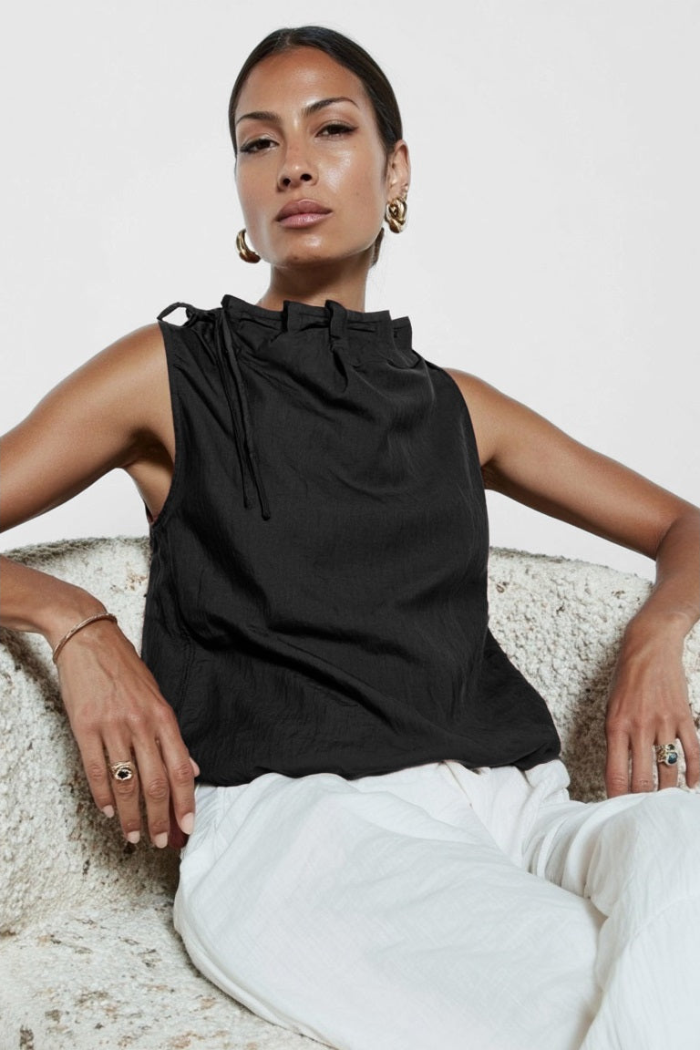 Black Mock Neck Blouse