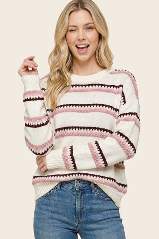 Henley Stripe Hooded Pullover