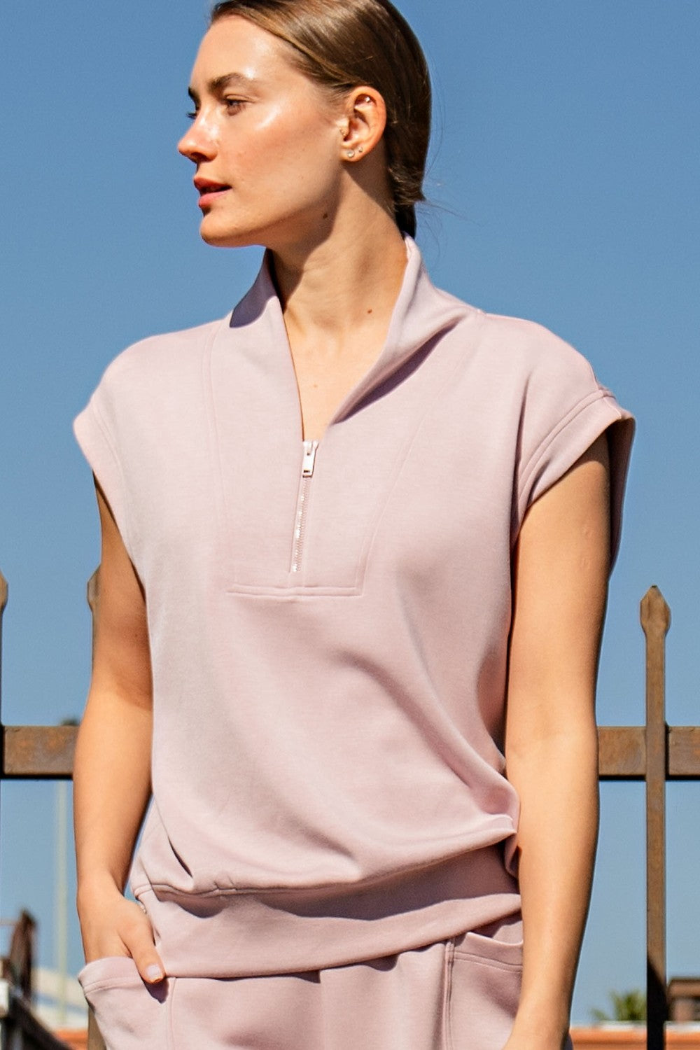 Mauve Modal Quarter Zip Pullover