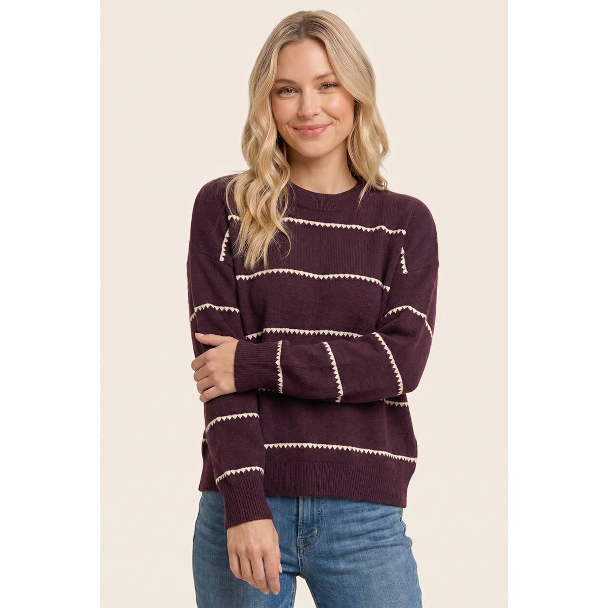 Blanket Stitch Stripe Sweater