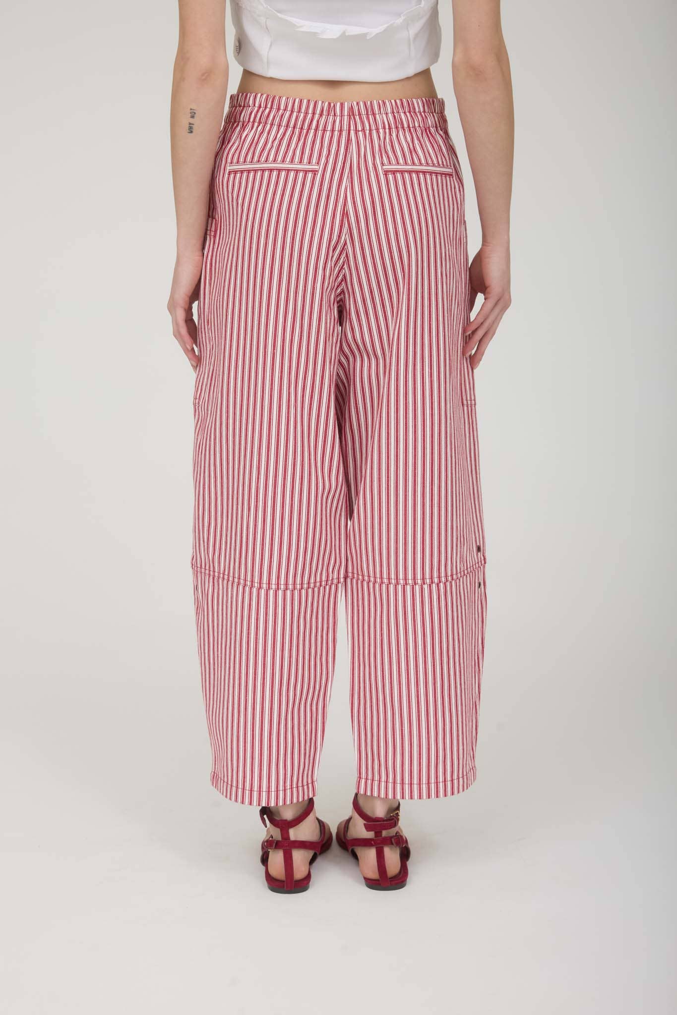 Navy Stripe Barrel Pants