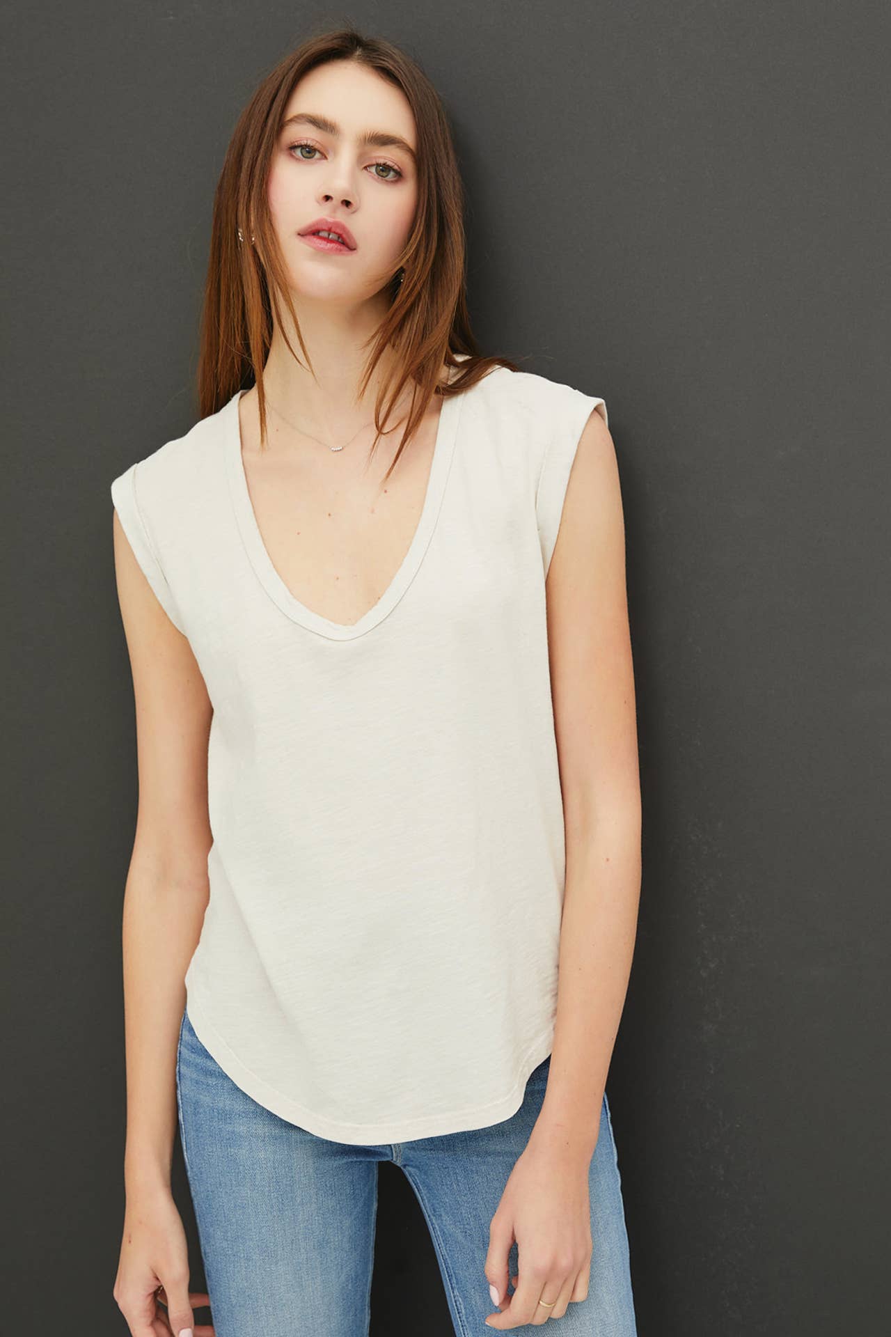 Cotton Cap Sleeve Scoop Tee