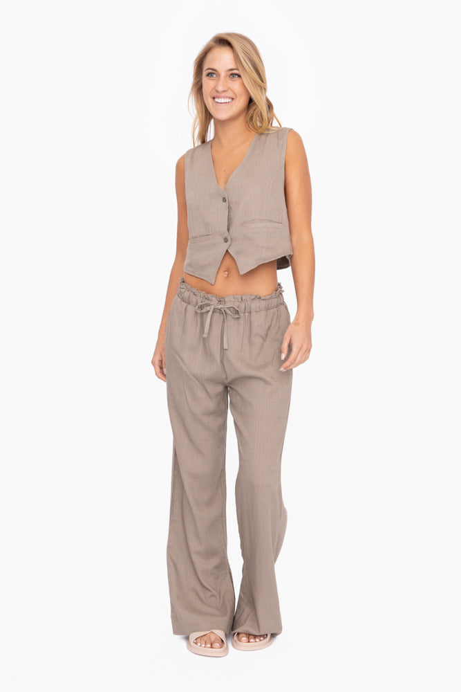Linen Drawstring Relaxed Pants