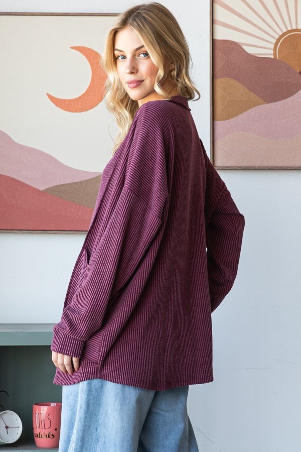 Wine Ribbed Pocket Tunic