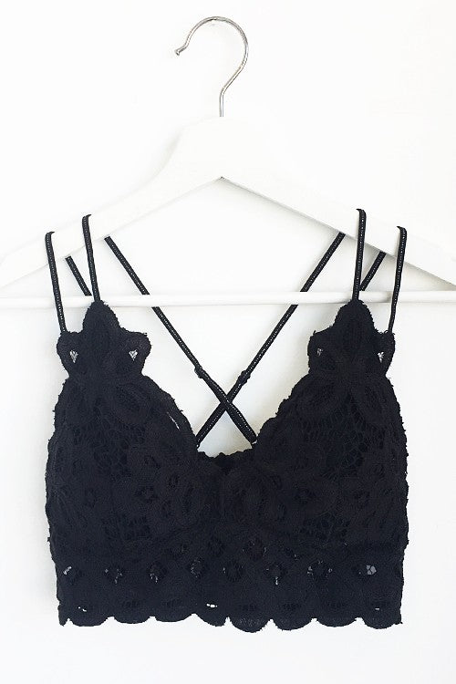 Vintage lace bralette top with lace up back — Infin Apparel